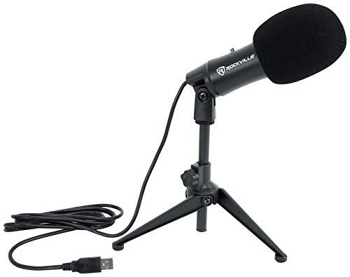 Rockville Z-Stream USB Podcast/Streaming Condenser Mic with RockPop Filter | 14mm Omnidirectional Mic, 20Hz-20kHz, USB Plug-and-Play, Desktop Stand, Windscreen, RockPop Double-Screen Pop Filter, 2-Items