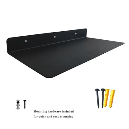 Linear Floating Shelf Wall Mounted Metal Shelves Heavy Duty Industrial Modern Steel Black Linear Metal Wall Shelf Modern Farmhouse Living Room Metal Wall Decor (7-inch X 15-inch) - size: 7"*15"