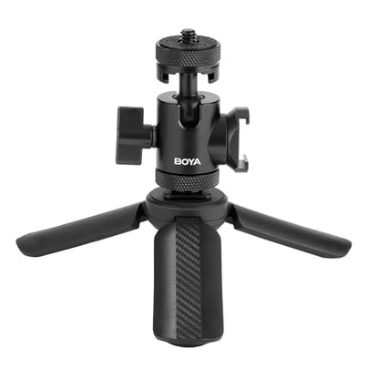 BOYA Magic Tripod Stand for Desktop Microphone with Non-slip Rubber Feet, Foldable Desk Mic Stand for Gaming, Podcasting, Meetings, Chatting