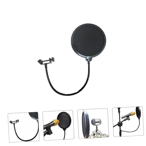 Microphone Pop Filter Windscreen Filter for Vocal Mic Double- Swivel Mount and Clamp
