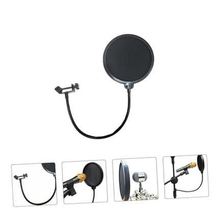 Microphone Pop Filter Windscreen Filter for Vocal Mic Double- Swivel Mount and Clamp