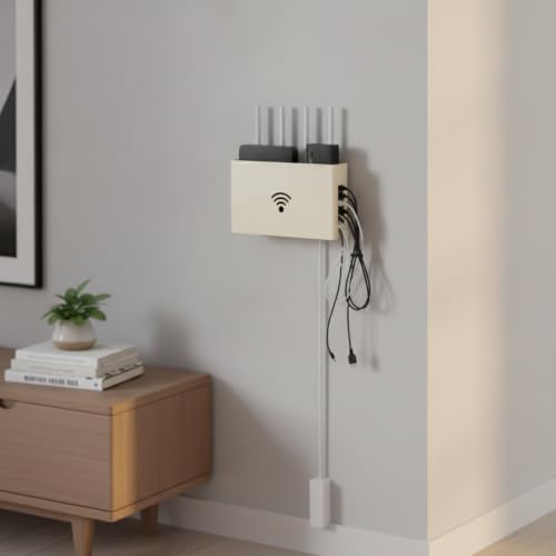 Wall-Mounted Audio-Visual Component Shelf, Carbon Steel Media Storage Rack in White, Fits 9.8 or 11.8 Inch Devices - size: 11.81 x 2.36 x 6.69 in