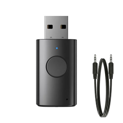 AUX Bluetooth Adapter for Car, 2-in-1 Wireless Audio Receiver and Transmitter, Bluetooth 6.0 to 3.5mm Dongle with Noise-Canceling Mic for Home Stereo, TV, PC, USB Powered