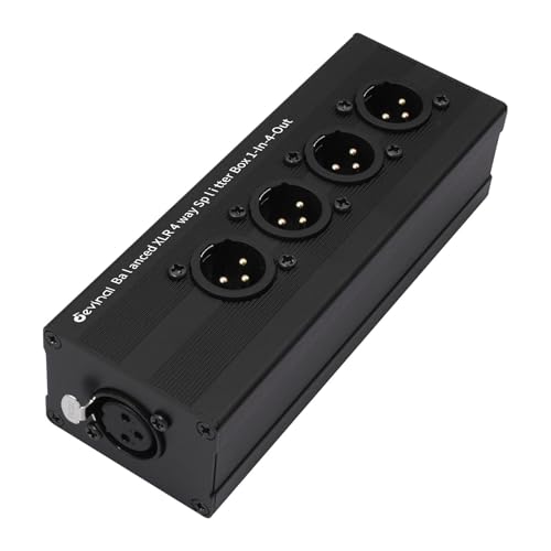1-IN-4-OUT XLR Audio Splitter Box ; XLR 1 Female to 4 Male Balanced Converter ; 4-Way Stereo Passive Audio Cable