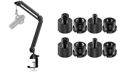 InnoGear Mic Stand Desk with Cable Management & 8 Pieces Mic Stand Adapter for Microphone Stand Boom Arm Mic Clip Shock Mount Camera Tripod Webcam