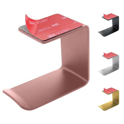 Aluminum Under-Desk Headphone Hanger with Strong Adhesive (1 Pack, Pink) | Keeps Headphones Off the Desk, VHB Adhesive Holds 5 lb, Curved Support Helps Prevent Headband Creases, Fits Gaming Headsets - color: Pink