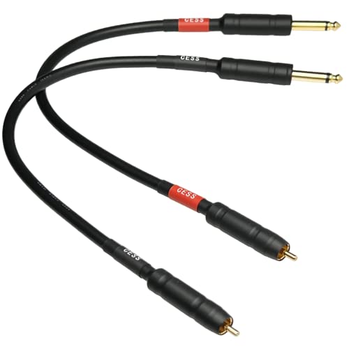 CNCESS CESS-112-1f RCA to 1/4" TS Audio Patch Cable, 12 Gauge, 2 Cables (1 Foot) - size: 1 Foot