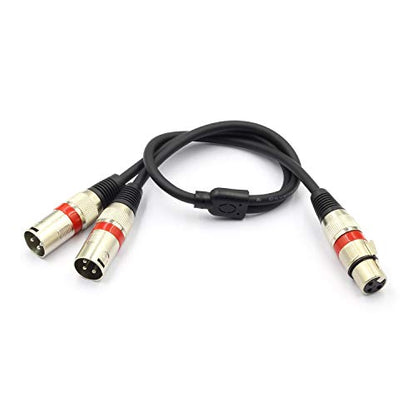 XLR Splitter Cable - XLR Female to Dual Male 3 Pin Patch Y Cable Balanced Microphone Splitter Cord Audio Adapter (50CM) - color: XLRF-2XLRM-50CM-1PACK
