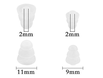 Rayker Triple Flange Replacement Eartips, Soft Noise-Isolation Silicone Ear Tips with 2mm Connector for Etymotic Shure Westone, in Ear Canal, S/L Size Included, 6 Pairs, White
