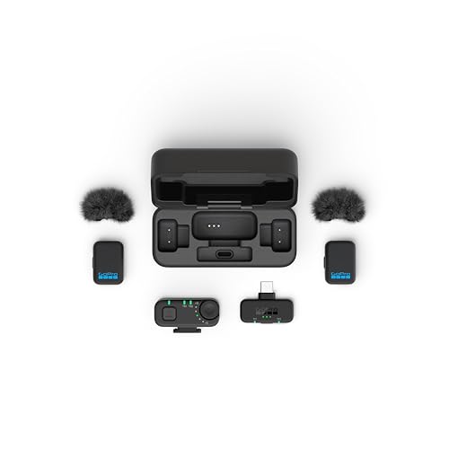 GoPro Wireless Mic Complete Kit (2 TX, 2 RX, Charging Case) - for GoPro/Camera/iPhone/Android, Ultra-Compact, Noise Reduction, Gain Control, Vlogging