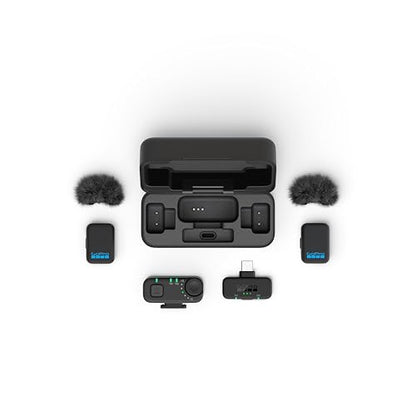 GoPro Wireless Mic Complete Kit (2 TX, 2 RX, Charging Case) - for GoPro/Camera/iPhone/Android, Ultra-Compact, Noise Reduction, Gain Control, Vlogging