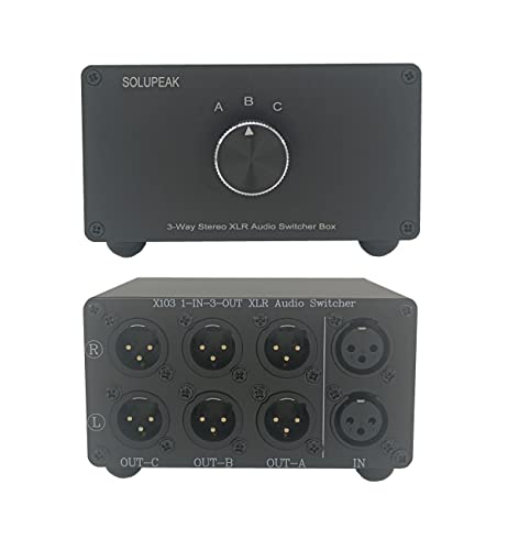 X103 1 in 3 Out XLR Balanced Stereo Audio Switch Selector Box - color: 1-IN-3-OUT