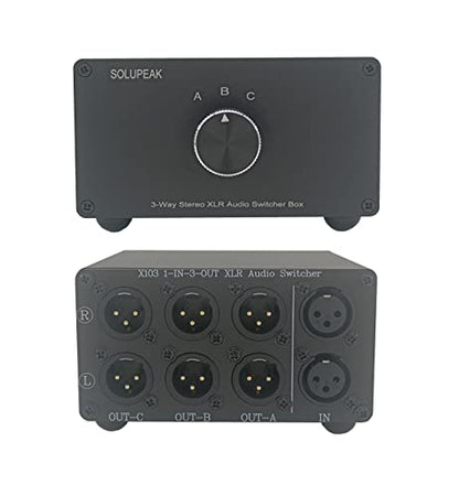 X103 1 in 3 Out XLR Balanced Stereo Audio Switch Selector Box - color: 1-IN-3-OUT