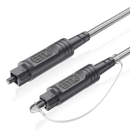 EMK 6.6Ft Digital Optical Audio Cable Toslink Cable - Fiber Optic Cord for Home Theater,Sound bar,TV,Gaming Console,Musical Instrument,Projector,Speaker - size: Grey-6.6Feet/2M