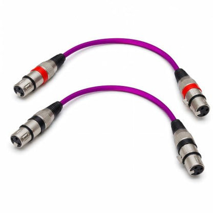 2-Pack Balanced XLR Female to Female Cable 1ft, Triple Shielded OFC Patch Cable for Studio Rack, Mixer, Patch Bay, DMX, for Shure, for Focusrite Scarlett