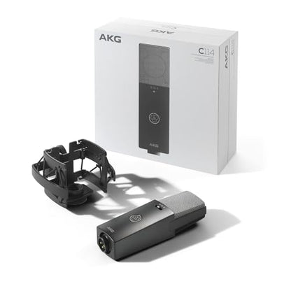 AKG Professional C114 Large Diaphragm Multi-Pattern Condenser Microphone–XLR Studio Mic for Podcasting, Streaming, Broadcasting & Music Recording, Cardioid/Omni/Figure-8, Low Noise, Sustainable Design - style: C114