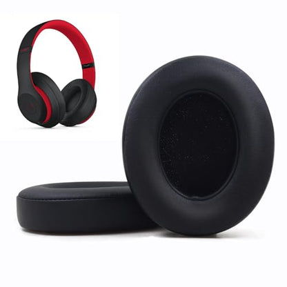 Replacement Ear Pads Cushions Compatible with Beats Studio 3.0/2.0, Headphone Ear Covers with High Density Memory Foam, Soft Leather, Adaptive Beats Noise Cancelling Headphones Replacement Earpads - color: Black