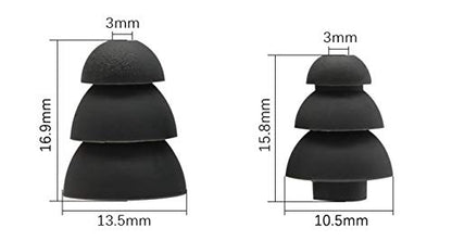 Zotech 20 Pcs Triple Flange Ear Tips Silicone Replacement Ear Buds Tips (Black)