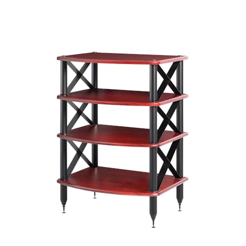 Pangea Audio Vulcan X Four Shelf Audio Rack Media Stand, and Components Cabinet Rosenut Red - color: Rosenut Red