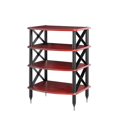 Pangea Audio Vulcan X Four Shelf Audio Rack Media Stand, and Components Cabinet Rosenut Red - color: Rosenut Red