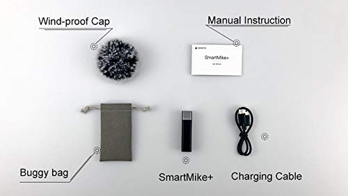 SmartMike+ Wireless Bluetooth Microphone for Content Creators - Rechargeable, Hands-Free Clip-on Lavalier Lape (Black - 2 Pack)