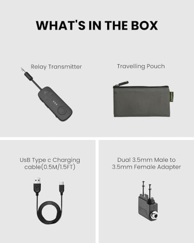 Avantree Relay - Airplane Bluetooth Adapter for 2 AirPods or Headphones | Qualcomm aptX Adaptive, 25H Battery, Firmware Upgrades, Volume Controls, 3.5mm AUX Audio Transmitter for Flight Travel & Gym - color: 1-Black