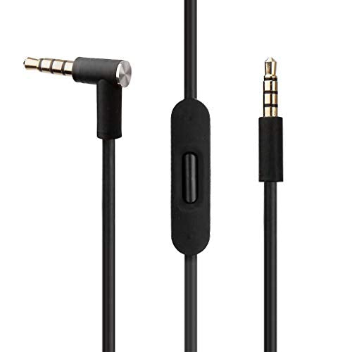 Replacement Audio Cable Cord Wire with in-line Microphone and Control Compatible with Beats Headphones Solo, Studio, Pro, Detox, Wireless, Mixr, Executive Headphones (Black) - color: Black