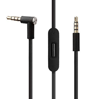 Replacement Audio Cable Cord Wire with in-line Microphone and Control Compatible with Beats Headphones Solo, Studio, Pro, Detox, Wireless, Mixr, Executive Headphones (Black) - color: Black