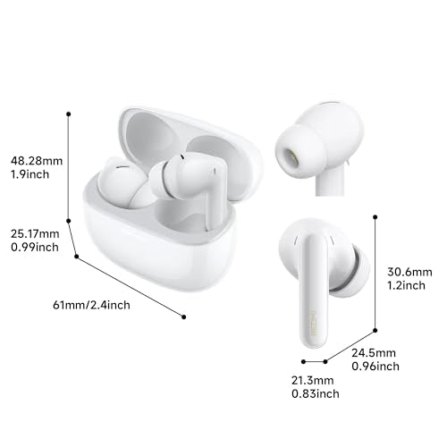 XIAOMI REDMI Buds 8 Pro Wireless Earbuds, White, Adaptive Noise Cancelling up to 55dB, Hi-Res Audio with LDAC, 35H Battery, Dolby Atmos, IP54, Bluetooth 5.4 - color: White