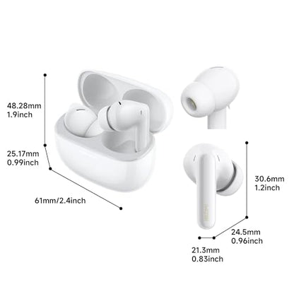 XIAOMI REDMI Buds 8 Pro Wireless Earbuds, White, Adaptive Noise Cancelling up to 55dB, Hi-Res Audio with LDAC, 35H Battery, Dolby Atmos, IP54, Bluetooth 5.4 - color: White