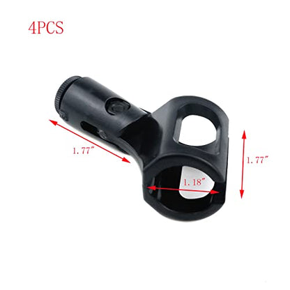4Pcs Microphone Clip Rubber Flexible Mic Holder | Handheld Wireless, Adjustable Angle, Inner Diameter Range 30-50mm - style: Black, Square