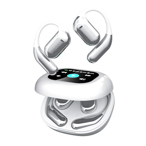 Q16 PRO Wireless Translation Earbuds with 70 Hour Bluetooth 5.4 Sports, Open wear, Wireless Bluetooth Smart Touch Screen, Ear Cup Earbuds with Ear Hooks, IPX5 Waterproof (White+Silver) - color: White, Silver