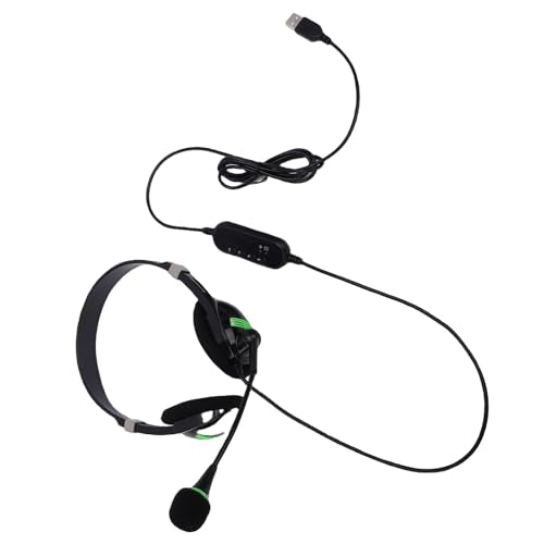 Gaming Headset, Lightweight 70g Design with Noise Cancelling Microphone USB Headset, Wired with in Line Control for PC Laptop Office Work Call Center