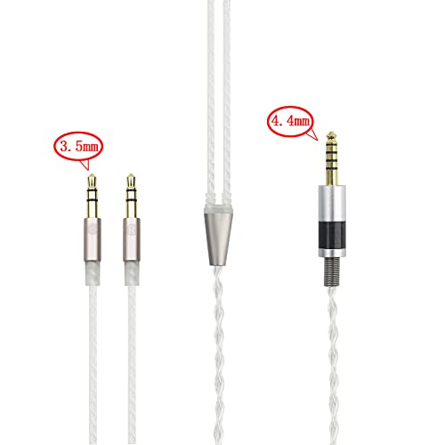 NewFantasia 4.4mm Balanced Male Cable 6N OCC Copper Single Crystal Silver Plated Cord Compatible with Hifiman Ananda, Sundara, Arya, HE400SE, Deva-Pro Headphones (4.4mm to Dual 3.5mm Male Version)