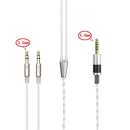 NewFantasia 4.4mm Balanced Male Cable 6N OCC Copper Single Crystal Silver Plated Cord Compatible with Hifiman Ananda, Sundara, Arya, HE400SE, Deva-Pro Headphones (4.4mm to Dual 3.5mm Male Version)