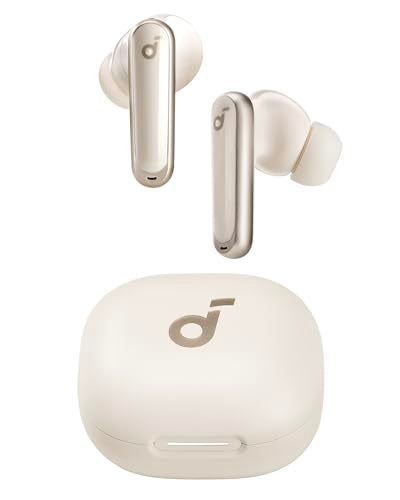 Soundcore P40i by Anker Noise Cancelling Earbuds with Adaptive ANC | Heavy Bass, 60H Playtime, 2-in-1 Case and Phone Stand, IPX5, Wireless Charging, Bluetooth 5.3 - color: Oat White