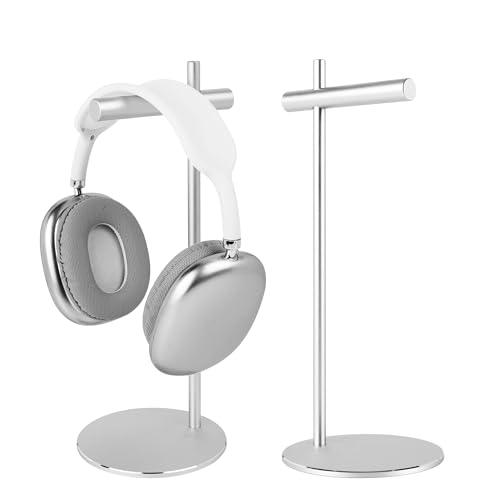 Aluminum Alloy Headphone Stand for Desk with Non-Slip Base - Universal Headset Stand Compatible with Over-Ear, On-Ear and Neckband Headphones (Silver) - color: Silver