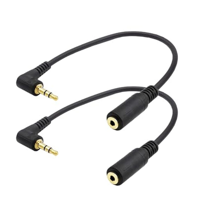 Seadream 2Pack 3.5mm Angle Male to 2.5mm Female Headset Audio Adapter Cable Extender Stereo Jack 8inch 3-Pole