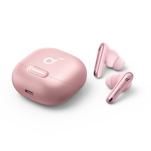 Soundcore by Anker Liberty 4 NC Wireless Earbuds | 98.5% Noise Reduction, Adaptive Noise Cancelling to Environment, Hi-Res Sound, 50H Battery, Wireless Charging, Bluetooth 5.3 - color: Pastel Pink