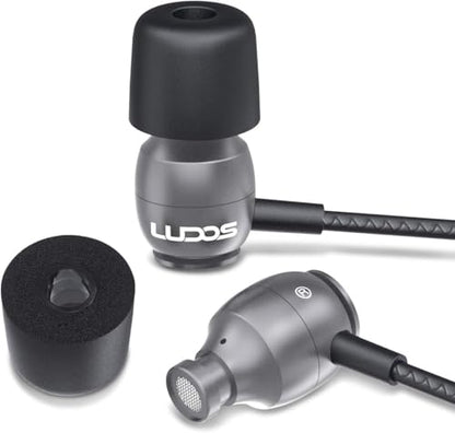 LUDOS Clamor Wired Earbuds in-Ear Headphones, 5 Years Warranty, Earphones with Microphone, Noise Isolating Ear Buds, Memory Foam for iPhone, Samsung, School Students, Kids, Women, Small Ears - Grey - color: Grey, style: 3.5 mm