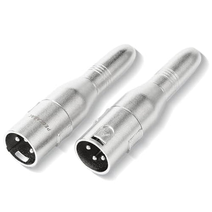 XLR 3 Pin Male to 1/4" 6.35mm Female Jack Socket Audio Adapter, Silver2-Pcs | Diecast Zinc Alloy Shell, Low Noise, Pro-Grade Sound, Tight Fit, Conversion Adapters For Mic, PA, DJ, Instrument, Studio Gear - size: XLR Male, style: 2 pcs