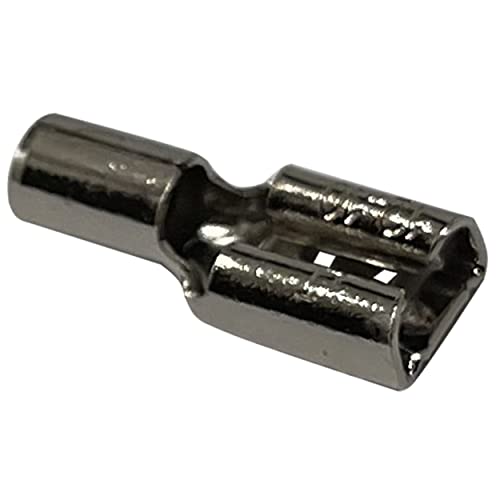 100 Pcs High Temperature Non-Insulated Female Spade Connectors - 12-10 Gauge Quick Disconnect .250 Tab - Wire Splice Connectors for Strong Crimps in Electrical Wire Terminals - Made in USA - size: 12-10 AWG Female 1/4" Tab