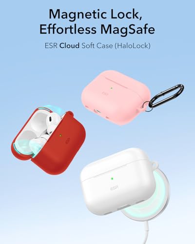 ESR for Airpods Pro 2 Case (HaloLock), Compatible with MagSafe, Red - color: Red
