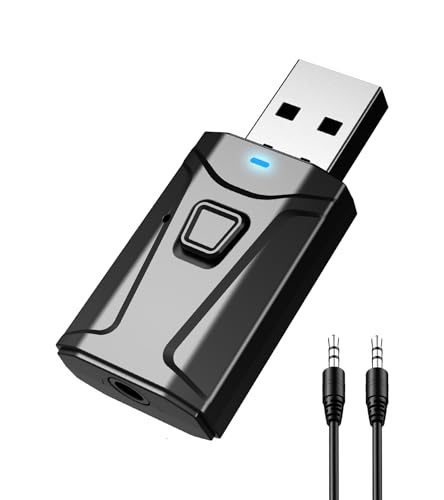 Tsnam USB Bluetooth Adapter for Car TV Bluetooth Transmitter Receiver | TSNAM 3.5mm AUX Wireless Adapter for Car Stereo, TV to Wireless Headphones, Plug & Play Audio Adapter