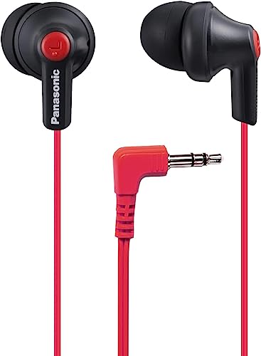 Panasonic Ergofit in-Ear Earbud Headphones Matte Black/Red (RP-HJE120-KB) - color: Matte Black/RED, style: No Mic