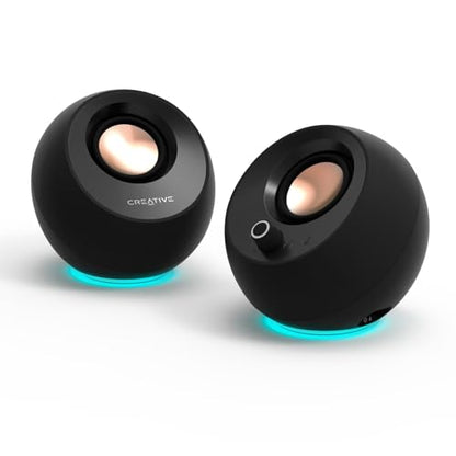 Creative Pebble Pro, 2.0 USB-C Desktop Speakers, RGB, Black | 2.0 desktop speakers, Bluetooth, USB-C, RGB Lighting, Clear Dialog, Stereo Speakers, Desktop Audio, PC Speakers, Black - color: Black