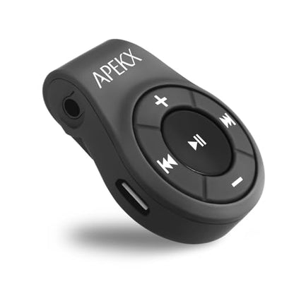 Clip Bluetooth Adapter & Receiver w/Mic for 3.5mm Headphone &Car Aux | Bluetooth Car Adapter, Wireless Audio Receiver w/ Built-in Mic for Hands-Free Call and Music