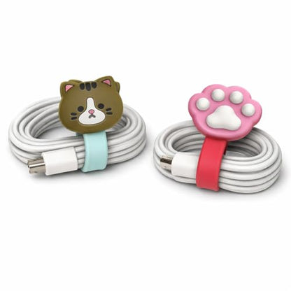 Animal Magnetic Cable Ties - 2 Pack Cute Silicone Cord Organizers for Wire Management, Reusable Twist Ties for Charging Cables, USB Cords, Earphones, Home & Office Desktop Organization
