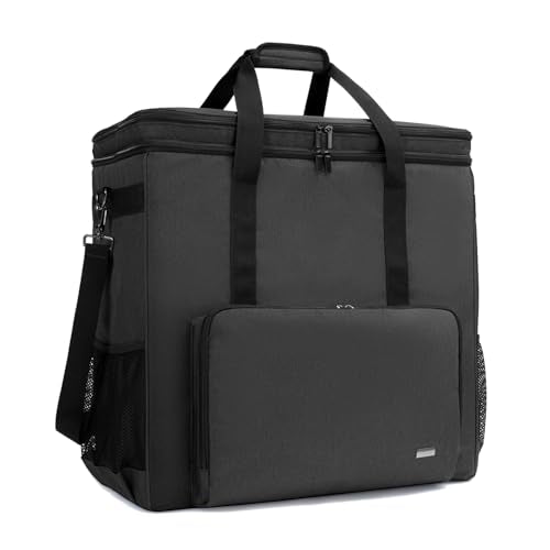 CURMIO Double-Layer PC Carrying Case, Computer Travel Bag for Tower, Black | Computer Desktop Tower Case with Shoulder Straps Fit ATX/M-ATX Motherboards, Keyboard, Mouse, Cables & Earphones - color: Black