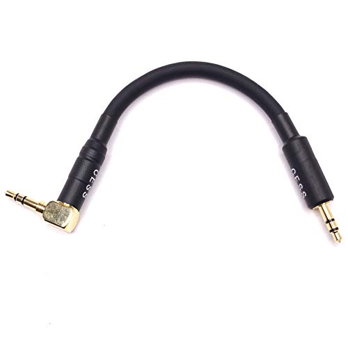 Right Angle To Straight 3.5mm Short Aux Stereo Audio Cable, 3-Inch Length